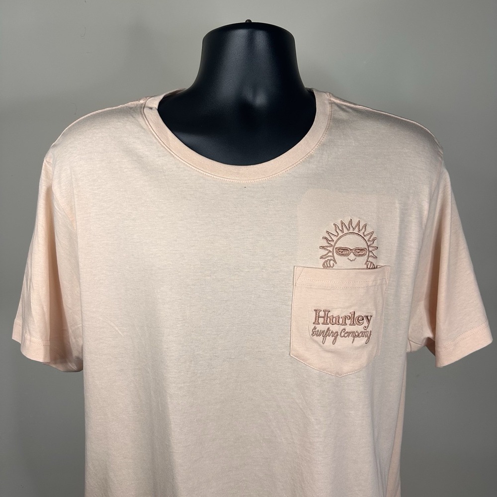 Hurley Hoola Peek A Boo Pocket SS Tee T Shirt Candy‎ Pink Men's Large Nwt $35